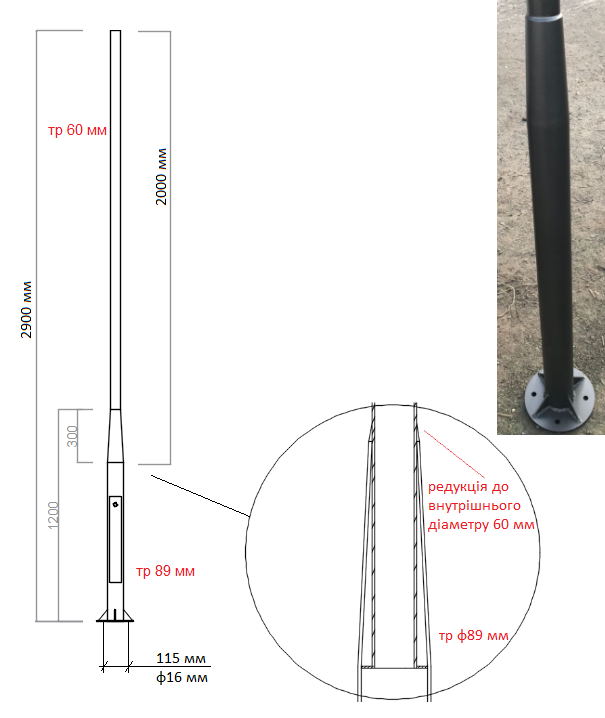 Опора 2.9 м Конус 79.103.29 (ковка)