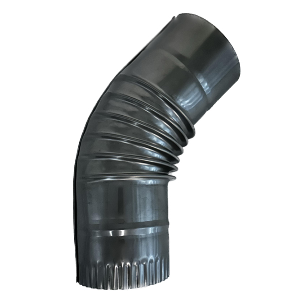 Коліно димохідне одностінне 45° фальц UASTAL (Eco mono нерж AISI 304) - діаметр Ø120, товщина 0,5 мм