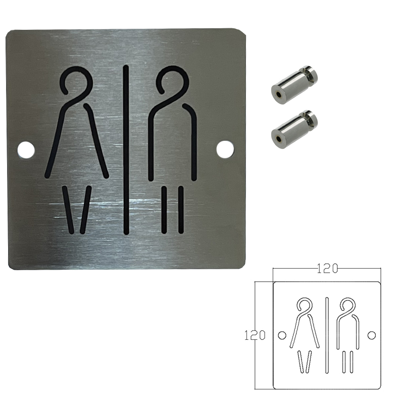 Вивіска з нержавіючої сталі ＂Вбиральня＂ з гравіюванням